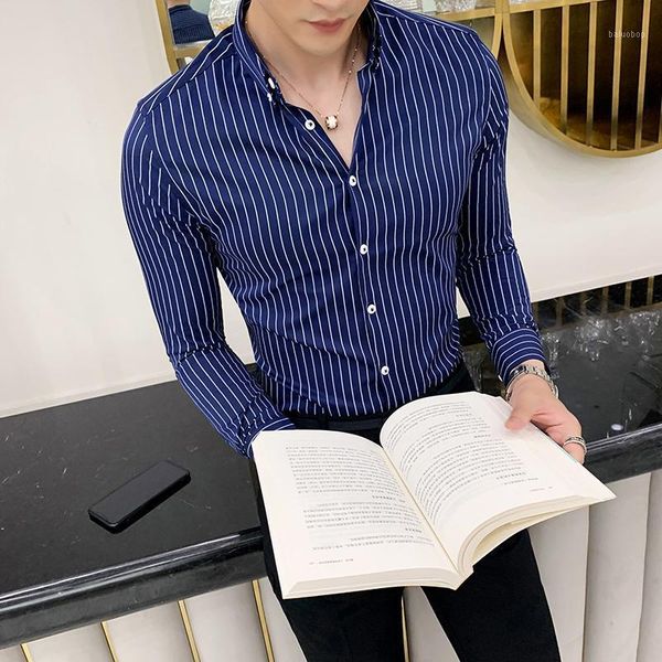 men dress shirt long sleeve vertical stripes shirt men slim fit casual formal wear business shirts clothes 20201, White;black
men dress shirt long sleeve vertical stripes shirt men slim fit casual formal wear business shirts clothes 20201, White;black