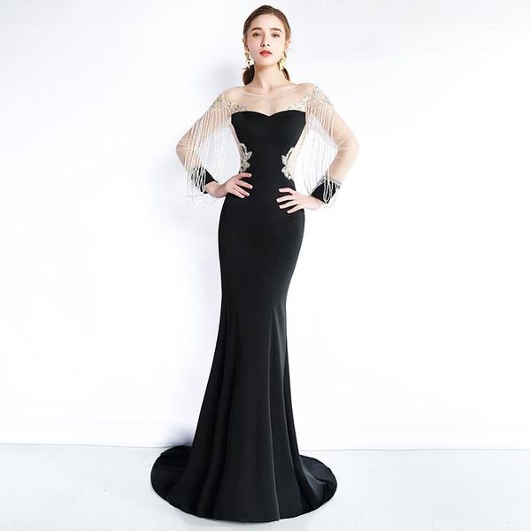 scoop neck mermaid long sleeve evening dresses long dress beading black evening dress robe1, White;black
scoop neck mermaid long sleeve evening dresses long dress beading black evening dress robe1, White;black