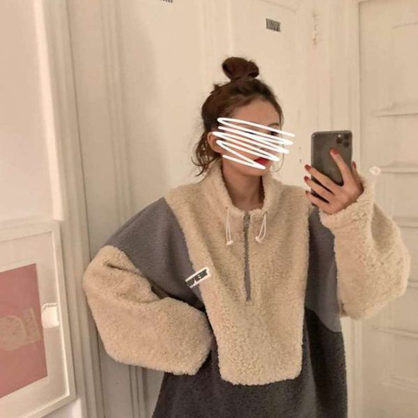 cashmere 2020 new and thickened lamb wool stitched sweater for pregnant women's wear winter fashion korean loose spring tide mom, White
cashmere 2020 new and thickened lamb wool stitched sweater for pregnant women's wear winter fashion korean loose spring tide mom, White