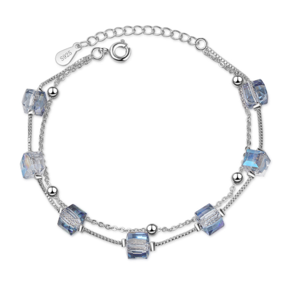 net red simple double-layer square crystal trend personality fashion popular silver plated bracelets jo005, Black
net red simple double-layer square crystal trend personality fashion popular silver plated bracelets jo005, Black