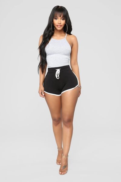 women drawstring patchwork shorts summer beach shorts ladies sport running pants, White;black
women drawstring patchwork shorts summer beach shorts ladies sport running pants, White;black