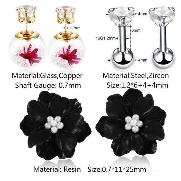 pair fashion tragus barbell glass ball flower stud earrings copper needle piercing ear cartilage tragus women's jewelry q jllbpn, Silver
pair fashion tragus barbell glass ball flower stud earrings copper needle piercing ear cartilage tragus women's jewelry q jllbpn, Silver