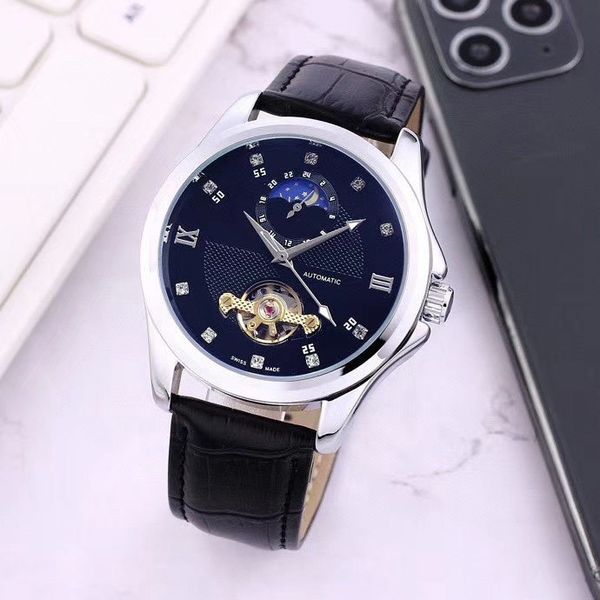 mens watches brand leather strap mechanical automatic movement moon phase flywheel watch for men's gift orologio di lusso, Slivery;brown
mens watches brand leather strap mechanical automatic movement moon phase flywheel watch for men's gift orologio di lusso, Slivery;brown