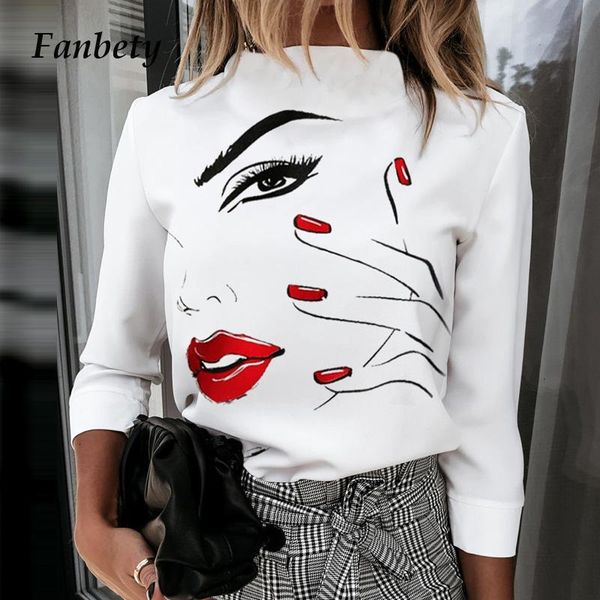 women's blouses & shirts elegant lips print blouse women 2021 autumn fashion stand neck pullovers ladies casual long sleeve button blu, White
women's blouses & shirts elegant lips print blouse women 2021 autumn fashion stand neck pullovers ladies casual long sleeve button blu, White