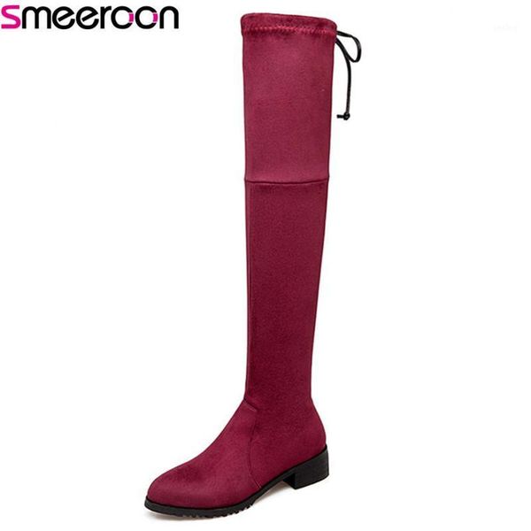 smeeroon pointed toe over the knee boots for women autumn winter boots slip on med heels women big size 34-431, Black
smeeroon pointed toe over the knee boots for women autumn winter boots slip on med heels women big size 34-431, Black