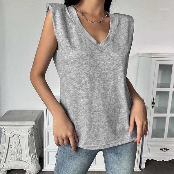 women v neck sleeveless t shirt women gray off shoulder pad summer basic shirts casual shirts ladies s1, White
women v neck sleeveless t shirt women gray off shoulder pad summer basic shirts casual shirts ladies s1, White