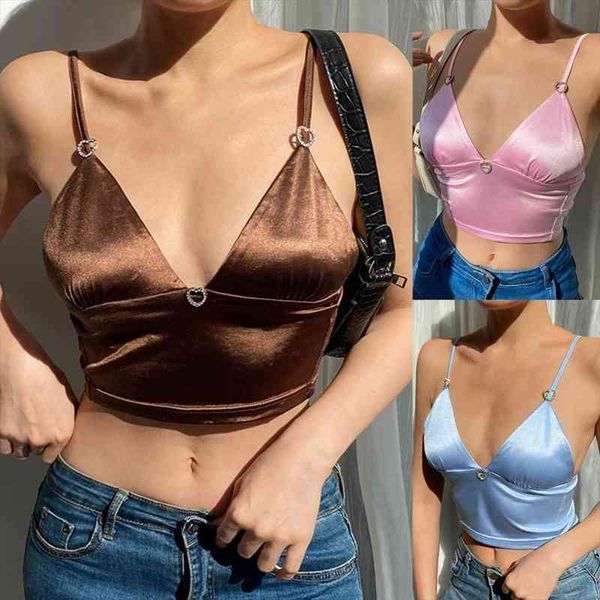 v neck sleeveless satin crop tees summer y2k spaghetti strap cami fashion streetwear party halter top, White
v neck sleeveless satin crop tees summer y2k spaghetti strap cami fashion streetwear party halter top, White