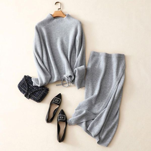 winter 100% cashmere sweater knitted turtleneck sweater women jumpers 2 piece sets + 100% cashmere elastic high waist slit skirt1, Gray
winter 100% cashmere sweater knitted turtleneck sweater women jumpers 2 piece sets + 100% cashmere elastic high waist slit skirt1, Gray