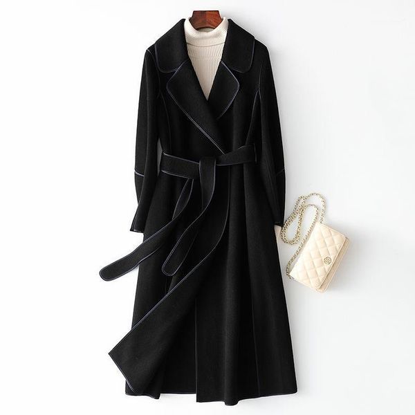 women's wool & blends winter long coat women 2021 casual double-faced suit collar 100% jacket female elegant oversize outwear clothes1, Black
women's wool & blends winter long coat women 2021 casual double-faced suit collar 100% jacket female elegant oversize outwear clothes1, Black