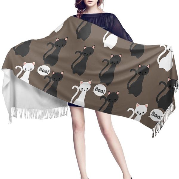 scarves women cashmere scarf thin lady halloween black and white cat brown shawls wraps female hijab long head, Blue;gray
scarves women cashmere scarf thin lady halloween black and white cat brown shawls wraps female hijab long head, Blue;gray