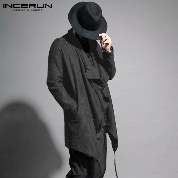 autumn long sleeve irregular outwear incerun mens cloak capes loose solid trench fashion drawstring jackets streetwear plus size, Tan;black 
autumn long sleeve irregular outwear incerun mens cloak capes loose solid trench fashion drawstring jackets streetwear plus size, Tan;black