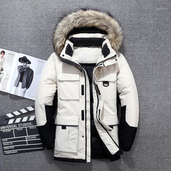new style men's thickened warm windproof men's fashion work clothes hooded real hair collar medium length down coat issued by1, Black
new style men's thickened warm windproof men's fashion work clothes hooded real hair collar medium length down coat issued by1, Black