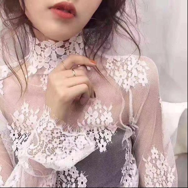 lace bottoming shirt women spring summer new horn long sleeved mesh gauze thin stand up collar shirt crocheted hollow shirt, White
lace bottoming shirt women spring summer new horn long sleeved mesh gauze thin stand up collar shirt crocheted hollow shirt, White
