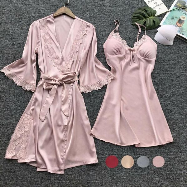 women's sleepwear trendy solid 3pcs silk satin pajamas robe dress lingerie nightwear set padded fashion suits, Black;red
women's sleepwear trendy solid 3pcs silk satin pajamas robe dress lingerie nightwear set padded fashion suits, Black;red