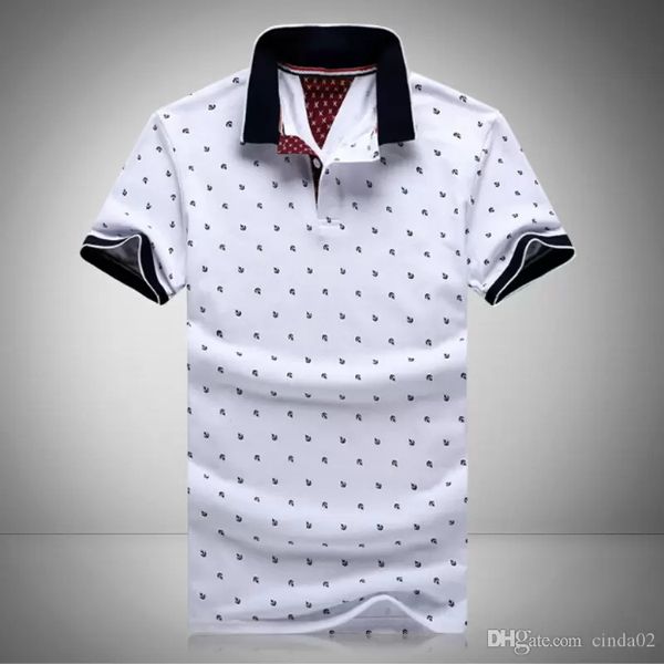 mens polos printed shirt 100% cotton short sleeve camisas turndown collar male shirts, White;black
mens polos printed shirt 100% cotton short sleeve camisas turndown collar male shirts, White;black