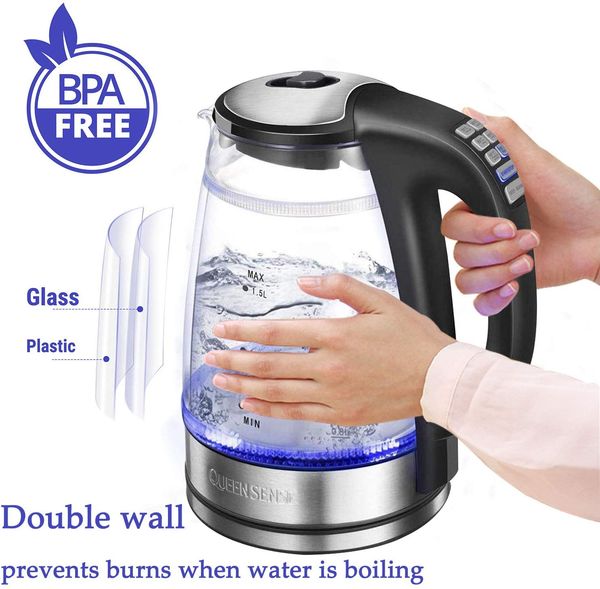 electric water kettle glass double wall temperature control cordless with blue led light 1.7l/1.5l tea kettle automatic shutof
electric water kettle glass double wall temperature control cordless with blue led light 1.7l/1.5l tea kettle automatic shutof