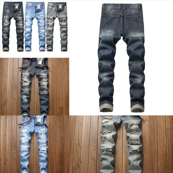 623vc trendy men ripped jeans biker denim frayed man fashion jeans trouser fit denim skinny destroyed pants hole side stripe pencil pants, Black
623vc trendy men ripped jeans biker denim frayed man fashion jeans trouser fit denim skinny destroyed pants hole side stripe pencil pants, Black