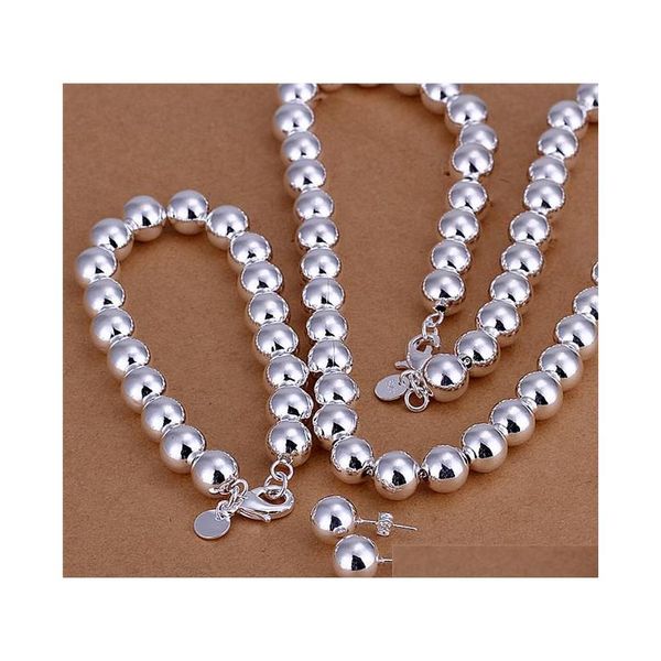 s082 factory price 925 sterling silver plated 10mm prayer beads necklace & bracelet & earrings fashion jewelry set wedding gift for fyti9, Black
s082 factory price 925 sterling silver plated 10mm prayer beads necklace & bracelet & earrings fashion jewelry set wedding gift for fyti9, Black
