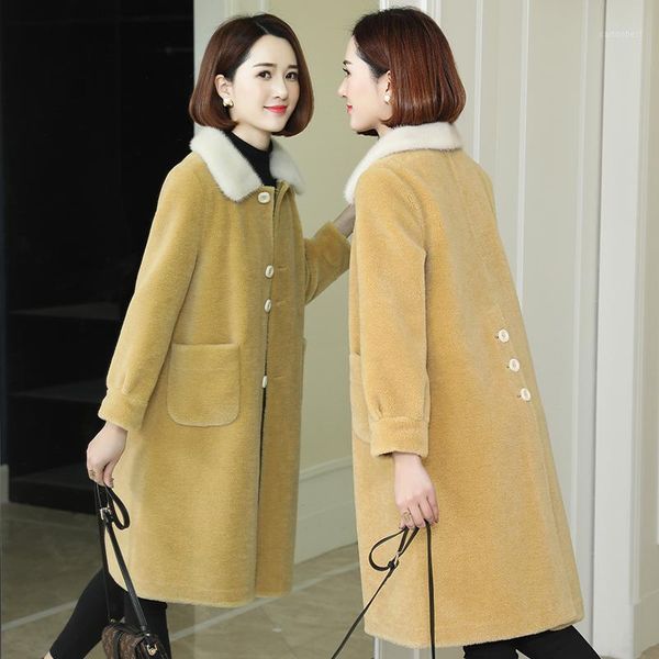 women's fur & faux real coat women clothes 2021 sheep shearing 100% wool korean collar parka winter yy24381, Black
women's fur & faux real coat women clothes 2021 sheep shearing 100% wool korean collar parka winter yy24381, Black