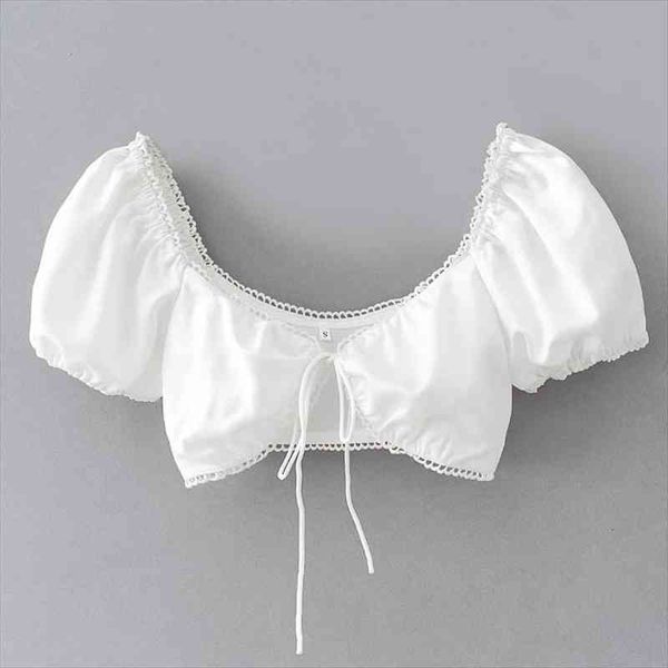 casual woman lace decoration white short blouse stylish female v neck bow puff sleeve shirt slim s7310
casual woman lace decoration white short blouse stylish female v neck bow puff sleeve shirt slim s7310