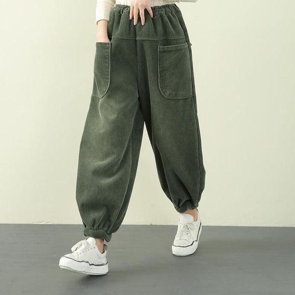 women's pants & capris winter thicker fleece women elastic waist all-match trousers casual loose pocket ladies retro corduroy, Black;white
women's pants & capris winter thicker fleece women elastic waist all-match trousers casual loose pocket ladies retro corduroy, Black;white