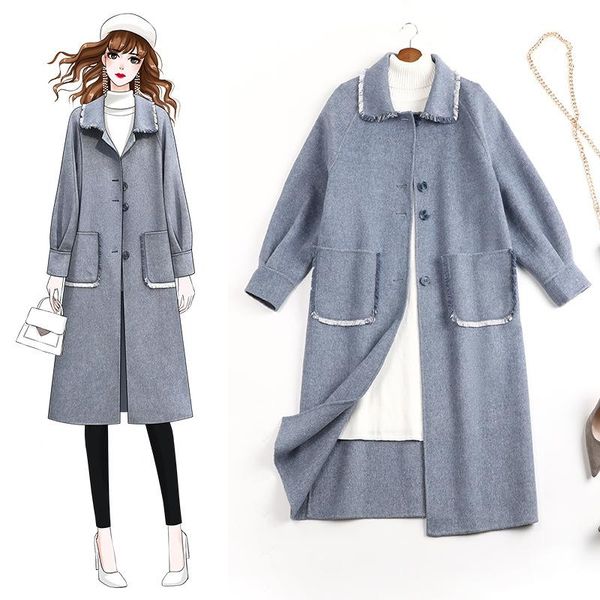 women's wool & blends -5xl fat sister mm large double faced overcoat manteau femme hiver winter coat women outerwear 8955, Black
women's wool & blends -5xl fat sister mm large double faced overcoat manteau femme hiver winter coat women outerwear 8955, Black