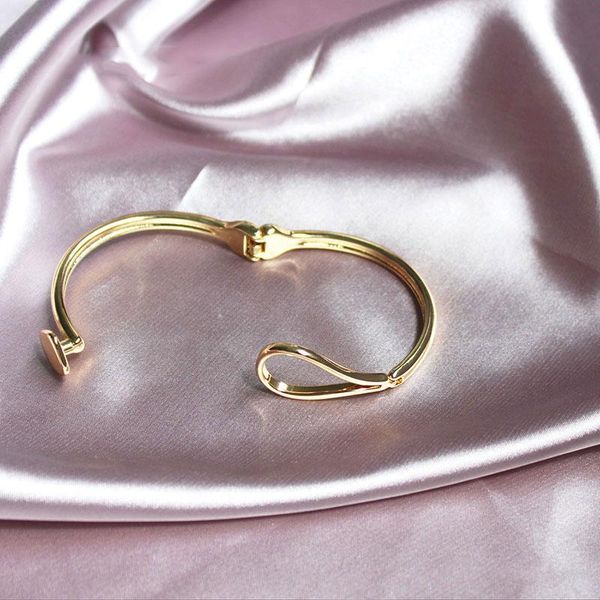 bangle french chic logo open design gold polished texture fashion accessories bracelet, Black
bangle french chic logo open design gold polished texture fashion accessories bracelet, Black