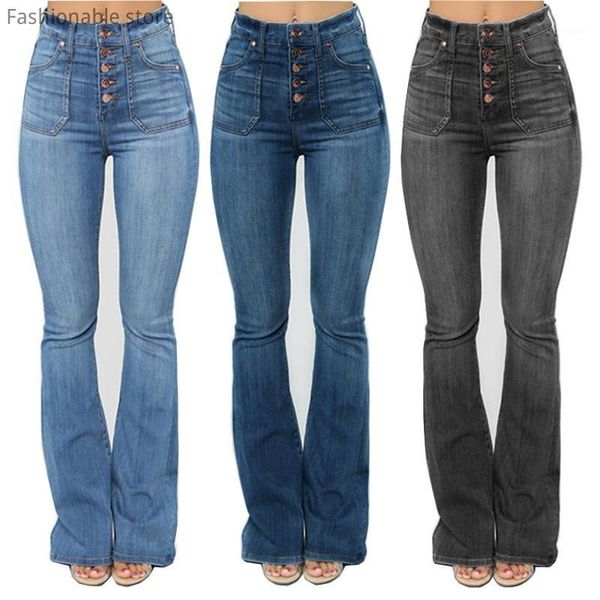 women autumn flare jeans high waist pockets buttoned skinny denim trousers large size1, Blue
women autumn flare jeans high waist pockets buttoned skinny denim trousers large size1, Blue