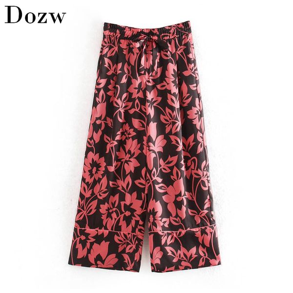 floral print wide leg pants women fashion elastic waist bow tie loose trousers lady long length casual bottoms pantalon femme t200422, Black;white
floral print wide leg pants women fashion elastic waist bow tie loose trousers lady long length casual bottoms pantalon femme t200422, Black;white