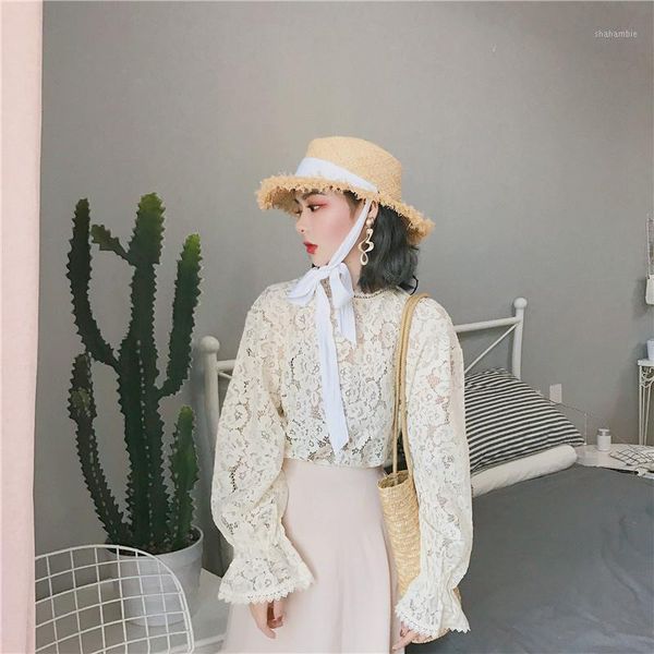 chic style vintage lace hook flower blouses flare sleeve shirts female korean women's clothing loose long sleeve blusas autumn1, White
chic style vintage lace hook flower blouses flare sleeve shirts female korean women's clothing loose long sleeve blusas autumn1, White