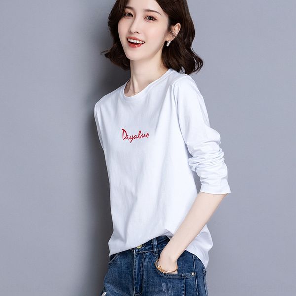 cotton loose letter embroidered for women's embroidered t- shirt thin long sleeves with versatile bottoming shirt for women's shor, White
cotton loose letter embroidered for women's embroidered t- shirt thin long sleeves with versatile bottoming shirt for women's shor, White