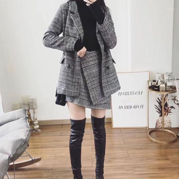 2020 wool blends long suit jacket coat+irregular plaid skirts korean autumn winter 2 piece skirt set women vintage blazer1, White
2020 wool blends long suit jacket coat+irregular plaid skirts korean autumn winter 2 piece skirt set women vintage blazer1, White