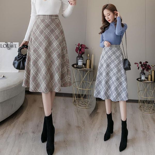 skirts autumn winter elegant vintage women plaid woolen midi high waist retro female a-line office lady skirt ka1232, Black
skirts autumn winter elegant vintage women plaid woolen midi high waist retro female a-line office lady skirt ka1232, Black