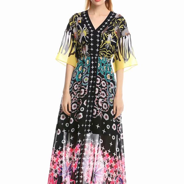 runway designer impression vintage flowers with thin ethnic neckline stretching dress long of women new party gawx, Black;gray
runway designer impression vintage flowers with thin ethnic neckline stretching dress long of women new party gawx, Black;gray
