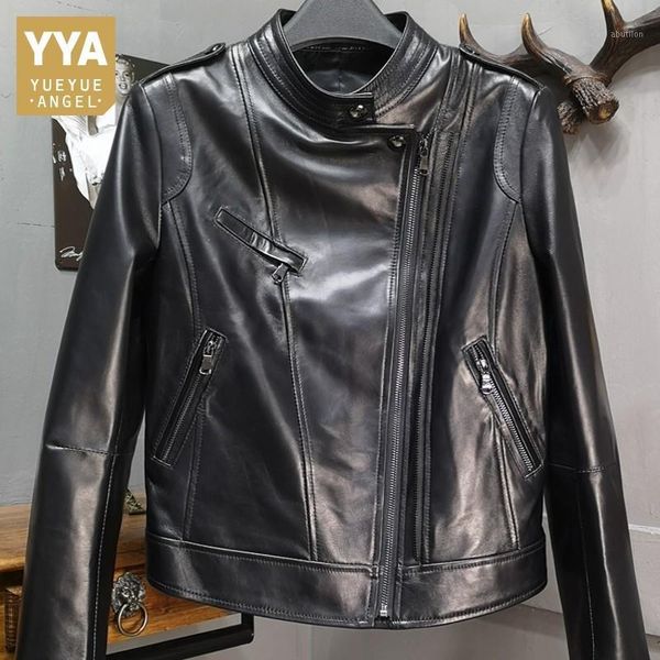 women's leather & faux fashion long sleeve zipper stand collar womens short jackets spring autumn sheepskin genuine slim fit coats plus, Black
women's leather & faux fashion long sleeve zipper stand collar womens short jackets spring autumn sheepskin genuine slim fit coats plus, Black