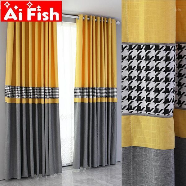modern yellow houndstooth stitching gray window treatments physical shading sliding glass curtains for living room panel my231#31
modern yellow houndstooth stitching gray window treatments physical shading sliding glass curtains for living room panel my231#31