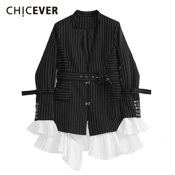 chicever new autumn winter lapel collar long sleeve black striped hem ruffles stitch loose jacket women coat fashion tide 201026, Black;brown
chicever new autumn winter lapel collar long sleeve black striped hem ruffles stitch loose jacket women coat fashion tide 201026, Black;brown