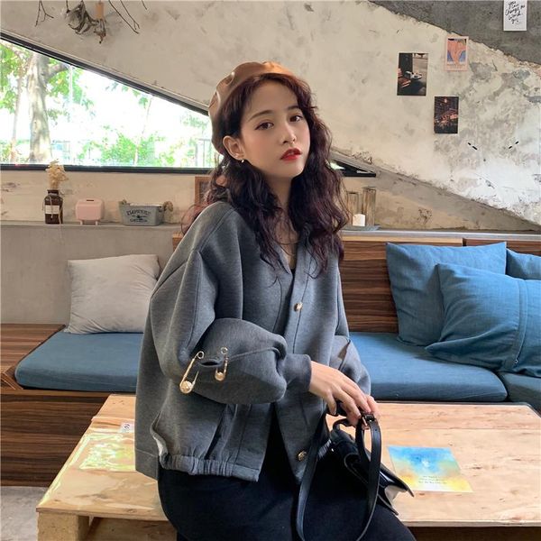women's jackets autumn and winter korean style coat solid color long-sleeved loose short fashion single-breasted v-neck double pocket, Black;brown
women's jackets autumn and winter korean style coat solid color long-sleeved loose short fashion single-breasted v-neck double pocket, Black;brown