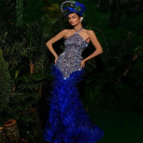 blue evening dresses halter sleeveless applique crystal sequins feather prom dress custom made ruched sweep train meamaid party dress, Black
blue evening dresses halter sleeveless applique crystal sequins feather prom dress custom made ruched sweep train meamaid party dress, Black