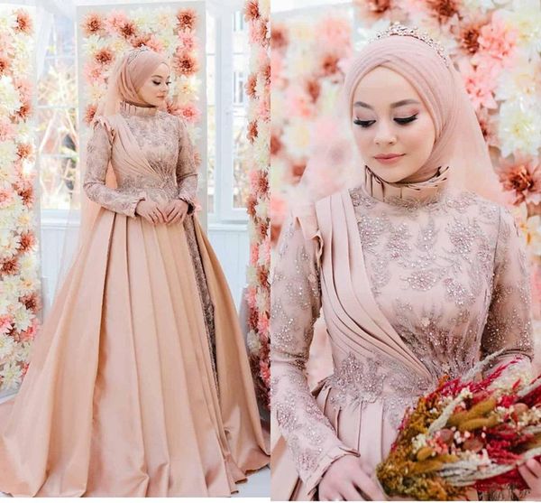 2021 muslim wedding dresses long sleeves high neck lace applique crystals ruffles ruched pleats custom made wedding gown vestido de novia, White
2021 muslim wedding dresses long sleeves high neck lace applique crystals ruffles ruched pleats custom made wedding gown vestido de novia, White