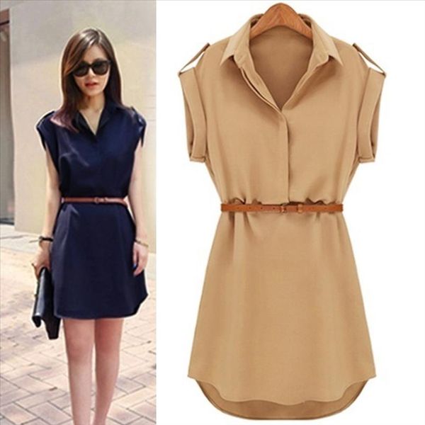fashion chiffon dress women summer short sleeved loose casual lapel collar shirt dress with belt solid color mini, Black;gray
fashion chiffon dress women summer short sleeved loose casual lapel collar shirt dress with belt solid color mini, Black;gray