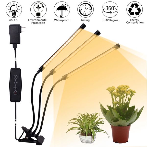 30w dimmable three-tube clip plant lamp full spectrum warm white 3000k 60led black (actual power 18w
30w dimmable three-tube clip plant lamp full spectrum warm white 3000k 60led black (actual power 18w