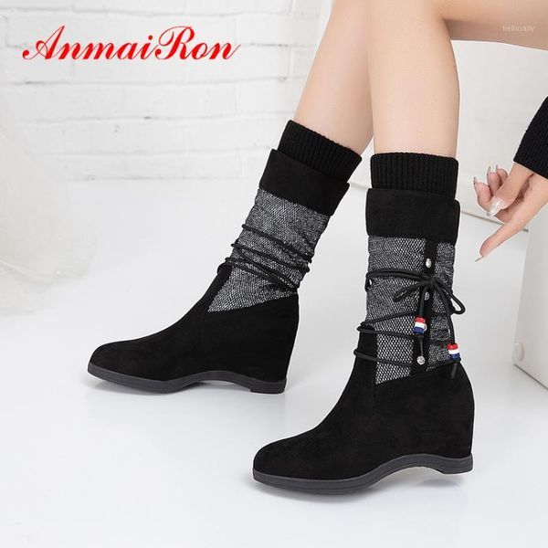 anmairon winter slip-on patchwork sock boots women strap flat with flock mid-calf boots wool round toe nubuck beige shoes1, Black
anmairon winter slip-on patchwork sock boots women strap flat with flock mid-calf boots wool round toe nubuck beige shoes1, Black
