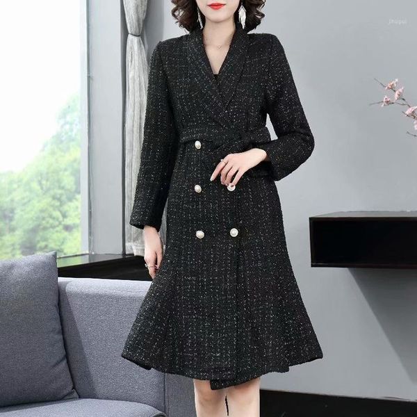 autumn and winter new women's fashion celebrity solid color lapel long small fragrance tweed skirt style coat1, Black
autumn and winter new women's fashion celebrity solid color lapel long small fragrance tweed skirt style coat1, Black