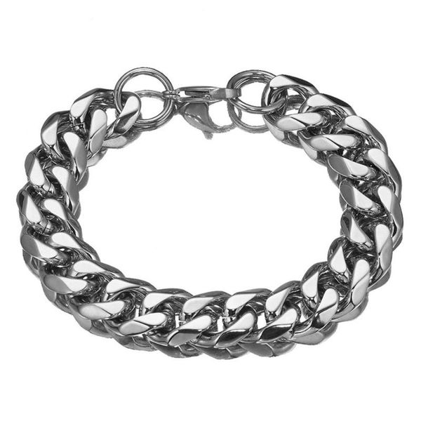 link, chain 15mm wide 8.66inch 316l stainless steel curb link bracelet jewelry gift for punk hip hop men boys, Black
link, chain 15mm wide 8.66inch 316l stainless steel curb link bracelet jewelry gift for punk hip hop men boys, Black