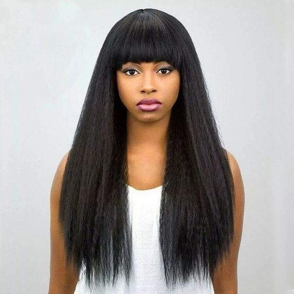 kinky straight wigs human hair wig with bangs peruvian yaki hair wig pre plucked natural hairline 8-26 inch, Black;brown
kinky straight wigs human hair wig with bangs peruvian yaki hair wig pre plucked natural hairline 8-26 inch, Black;brown