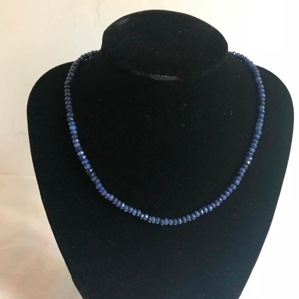 45cm 3*4mm blue sapphires natural stone necklaces handmade cut small beads jewelry gift for mother's day daughter birthday, Silver
45cm 3*4mm blue sapphires natural stone necklaces handmade cut small beads jewelry gift for mother's day daughter birthday, Silver