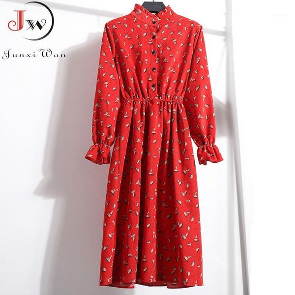 2020 women sweet corduroy thick autumn winter dress stand collar floral print long sleeve elastic waist elegant vintage dresses1, Black;gray
2020 women sweet corduroy thick autumn winter dress stand collar floral print long sleeve elastic waist elegant vintage dresses1, Black;gray