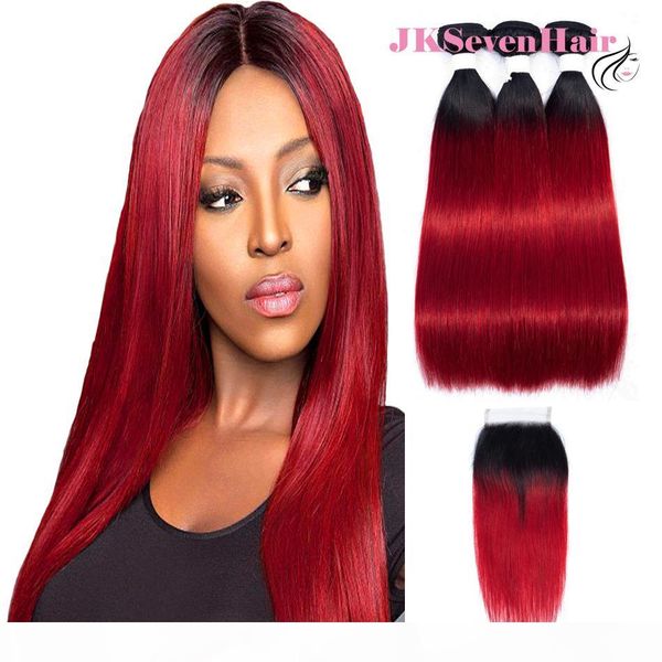 1b red straight brazilian virgin human hair bundles 3pcs with 4x4inch lace closure dark root red peruvian malaysian indian remy hair weaves, Black
1b red straight brazilian virgin human hair bundles 3pcs with 4x4inch lace closure dark root red peruvian malaysian indian remy hair weaves, Black