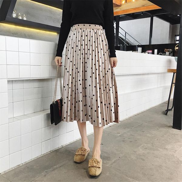 2020 spring summer skirts women fashion velvet a line pleated dot gorgeous female casual elastic waist midi skirts streetwear, Black
2020 spring summer skirts women fashion velvet a line pleated dot gorgeous female casual elastic waist midi skirts streetwear, Black